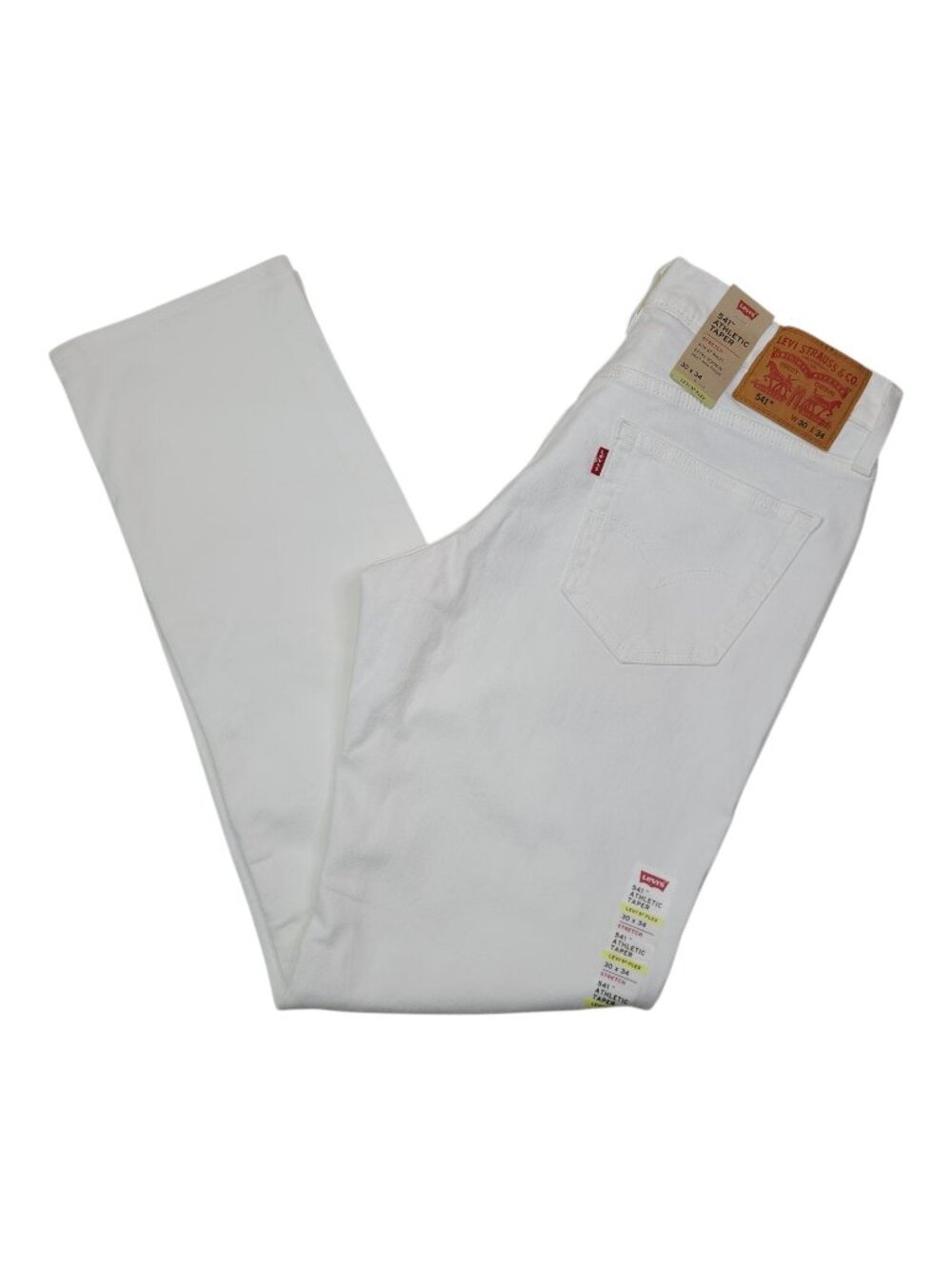 Levis Mens 541 Athletic Taper Jeans W30 L34 White Stretch Denim Mid-Rise